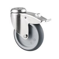 Gumi szállítókerék központi furattal, átmérő 160 mm, forgó fékkel, csúszócsapágy